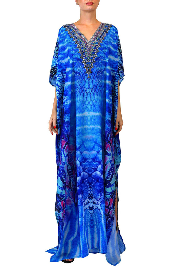 summer caftans, tropical kaftan, kimonos and kaftans,  kaftan with pockets, Colors of Fashion,