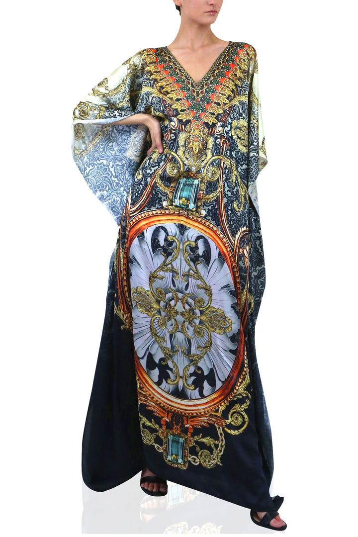silk caftan, sheer kaftan, Colors of Fashion, plus size kaftan,
