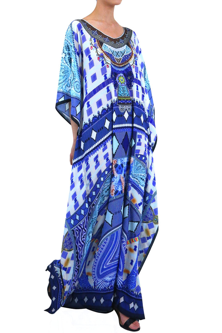maxi caftan dress, plus size kaftan maxi dress, long caftan dress, Colors of Fashion,
