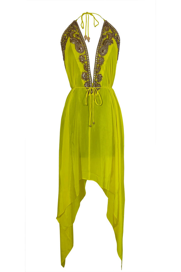 Artisan Scarf Dress in Lemon Drop