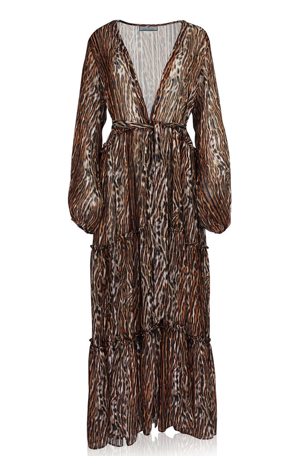 Long Duster Jacket In Brown