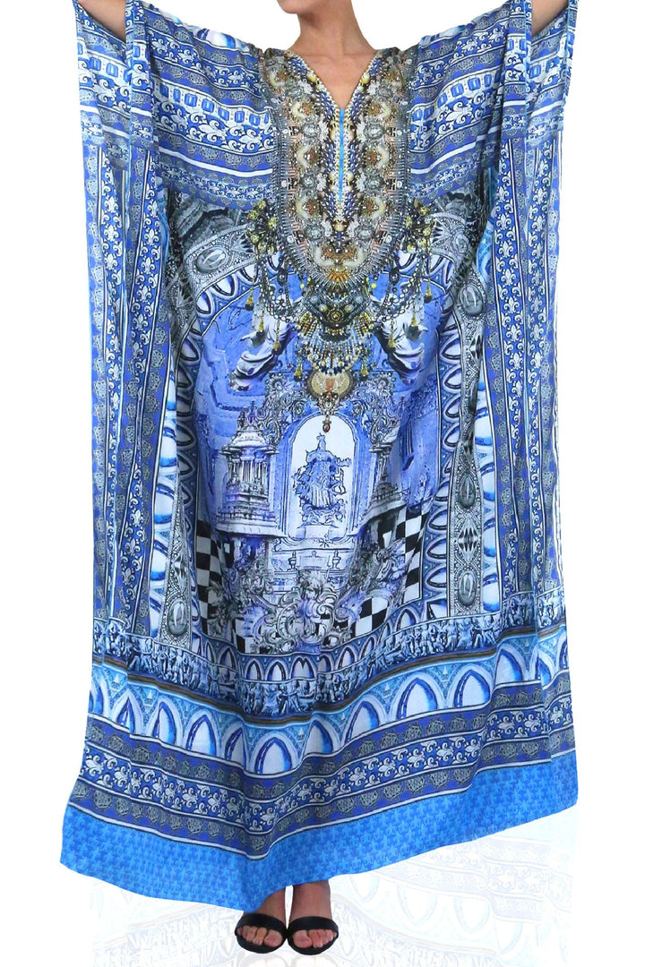 silk caftan dress, formal kaftan dress, kaftan evening dress, Colors of Fashion, formal caftan dress,