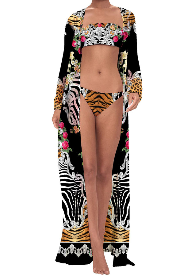 Long Duster in Caviar Black Print