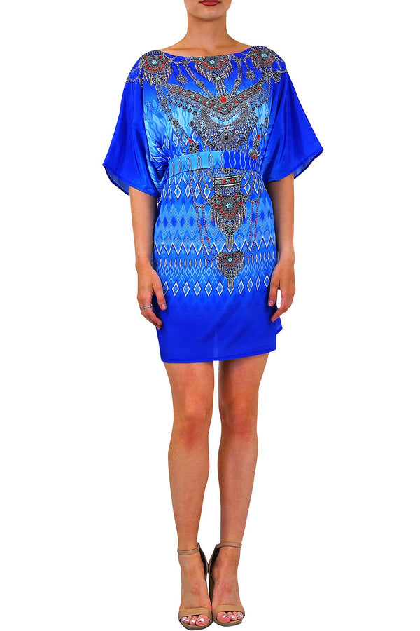 blue kaftan top, boho kaftan top, Colors of Fashion, boho kaftan tunic,