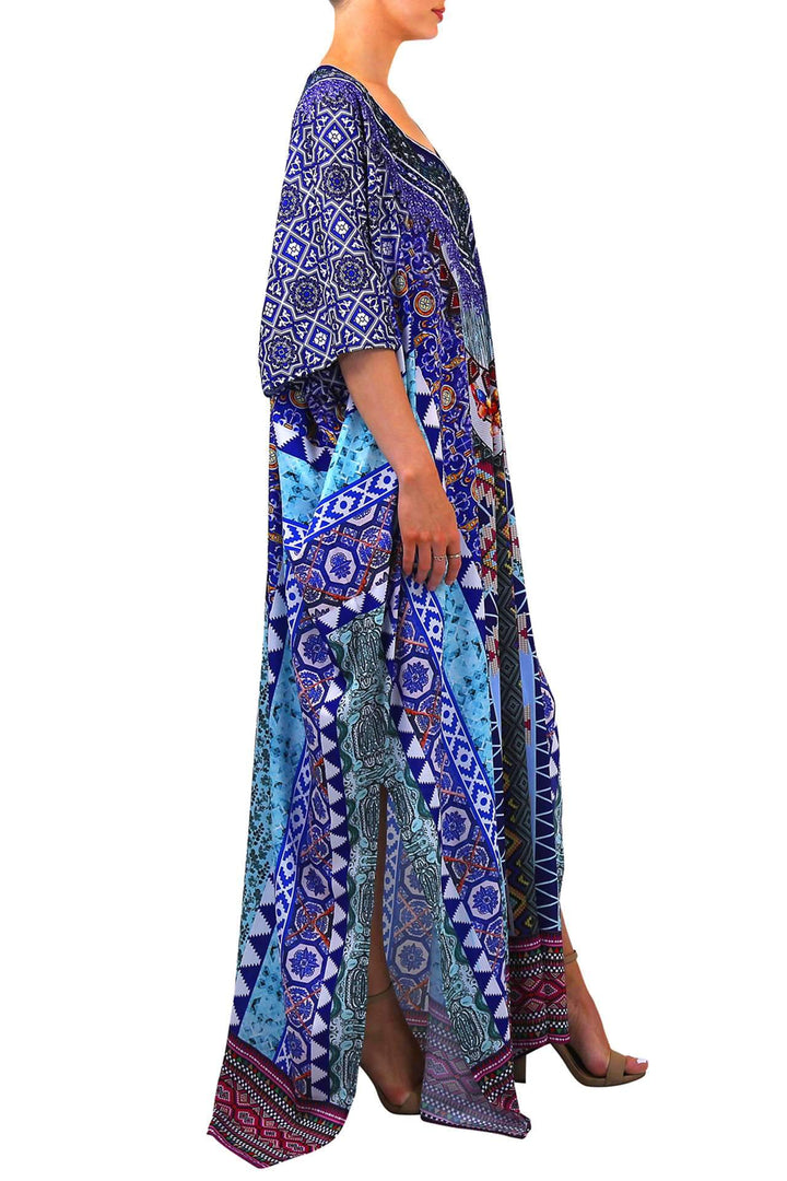 maxi caftan dress, plus size kaftan maxi dress, long caftan dress, Colors of Fashion,