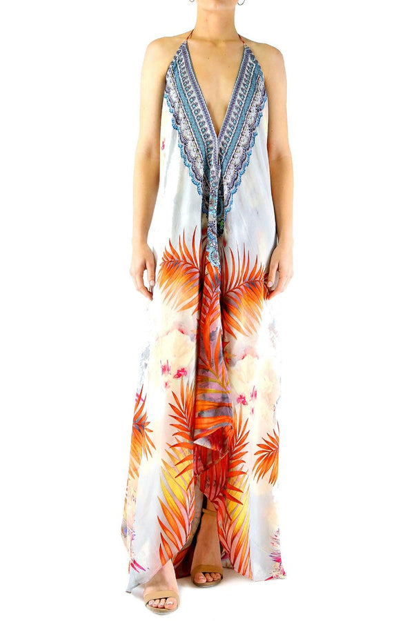 Leaf Print Hi-Low Dress