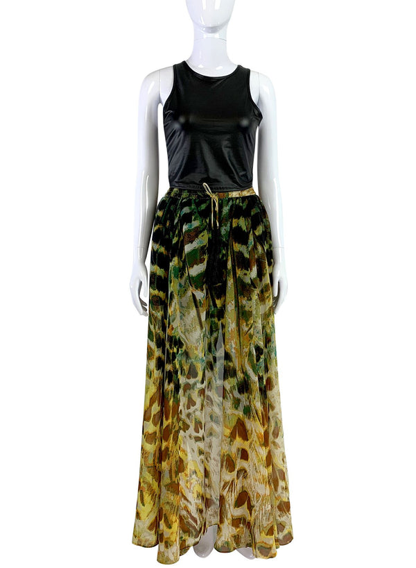 Green Army Long Skirt