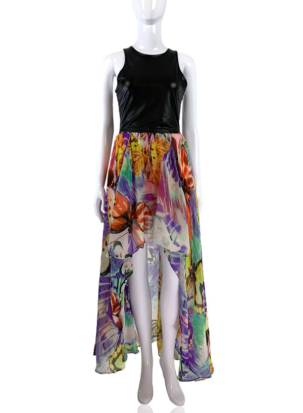 Hi Low Skirt In Butterfly Print